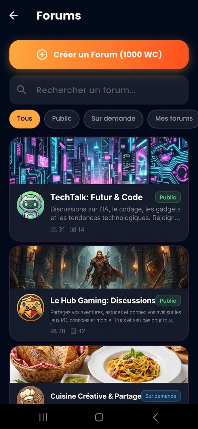 Liste des forums NovaChat